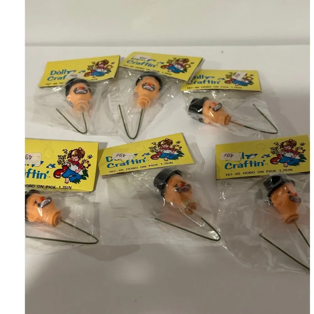 Vintage Doll Head Sad Clown picks new in package 6